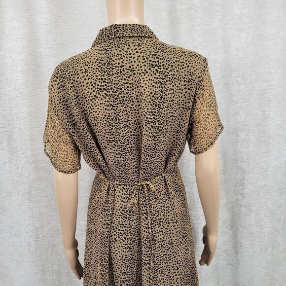 Robbie Bee Vintage Silk Leopard Print Long Sheer Shirt Dress - Picture 8 of 12